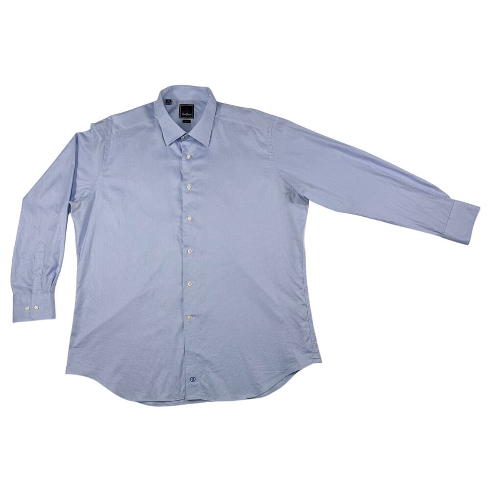 David Donahue Men's Dress Shirt Size 18.5 34/35 Blue 100% Cotton
